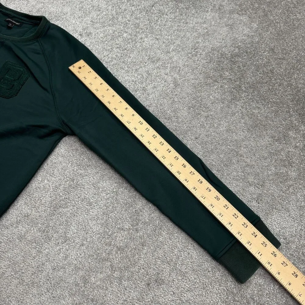 Banana Republic Pullover Sweatshirt Mens XL Green Tech Fleece Cew Neck Casual